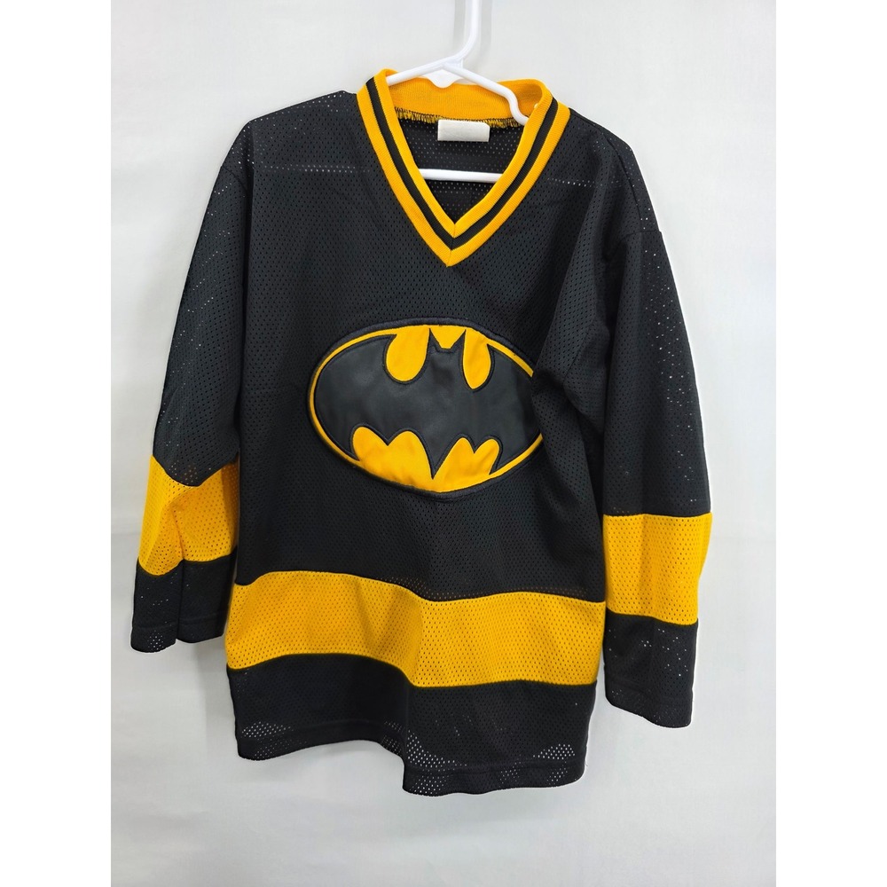Vintage 1999 Batman Warner Bros Studio Store Hockey Jersey Mesh Black Yellow S